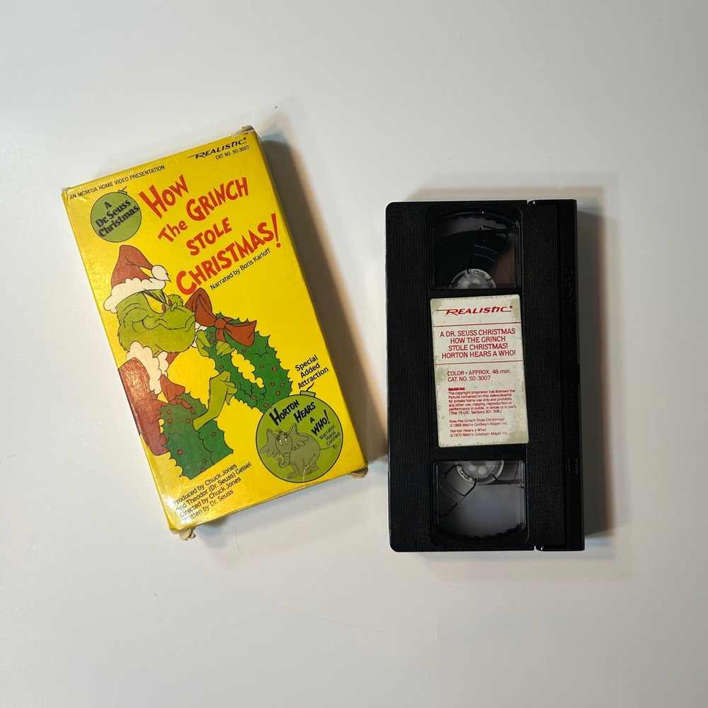 How the Grinch Stole Christmas Horton Hears a Who VHS 1984 Realistic 50-3007